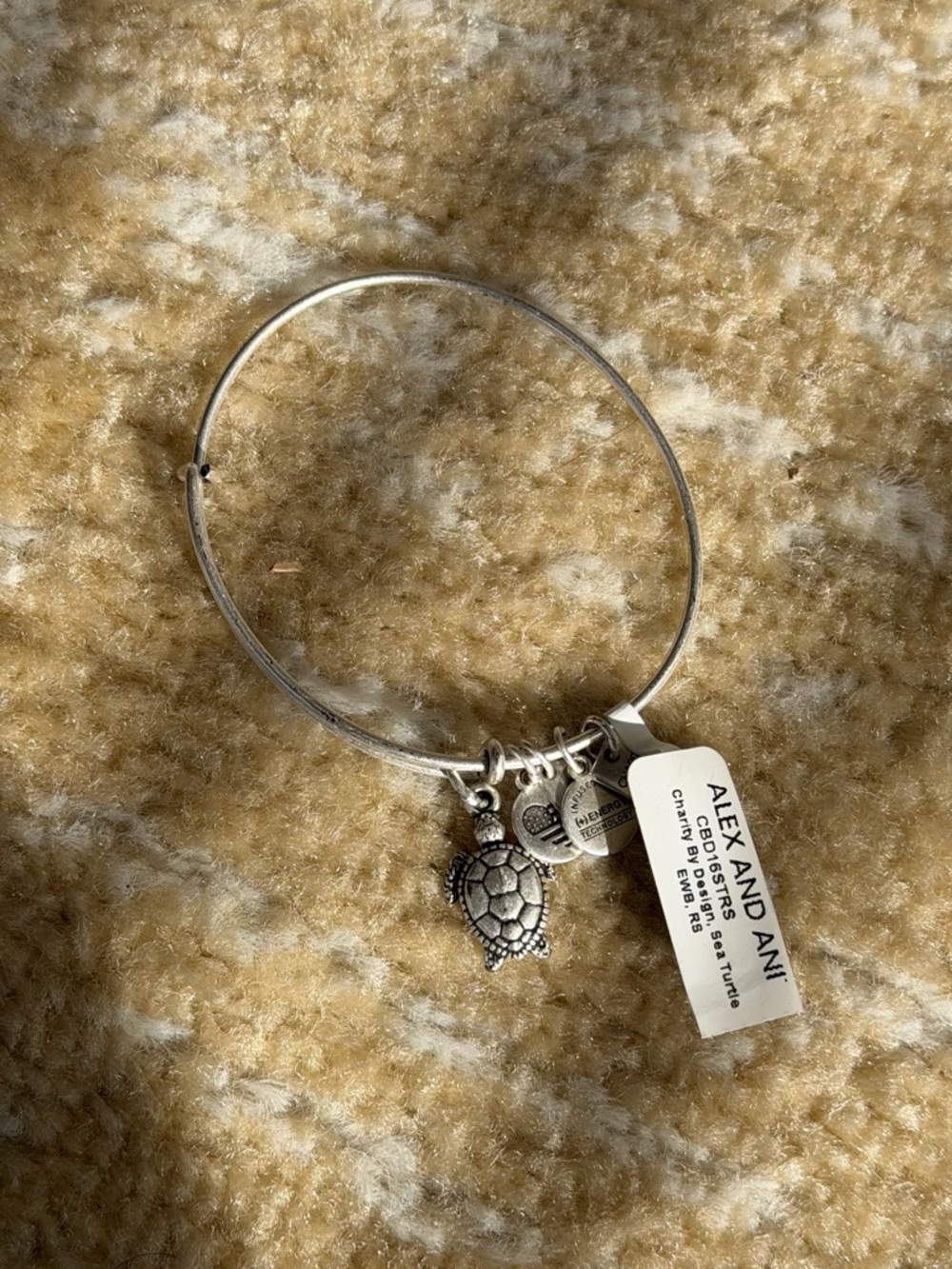 Alex and Ani Silver Turtle Charm Bangle Bracelet